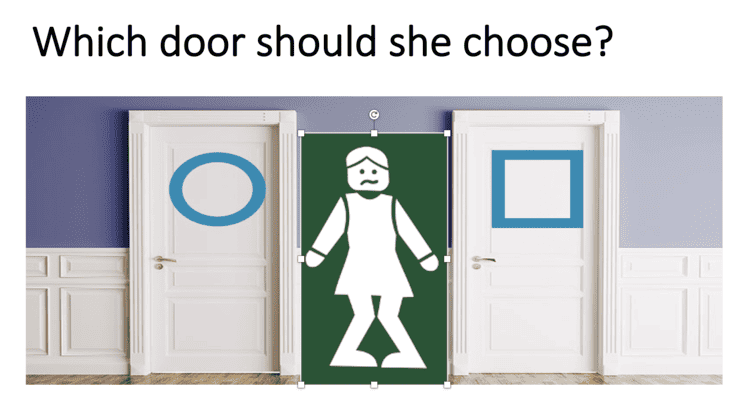 Which door should she choose?